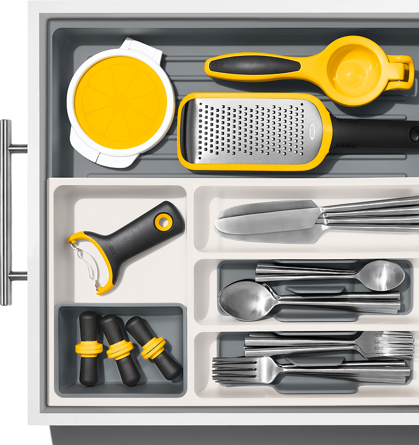 Good Grips Organisateur de Tiroir réglable avec compartiments, 41,5 cm, blanc et gris