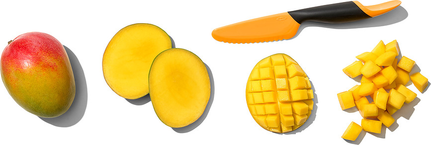 GoodGrips Coupe-mangue 2 en 1, noir et orange