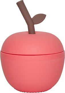 Apple Mug with Straw 250 ml, red