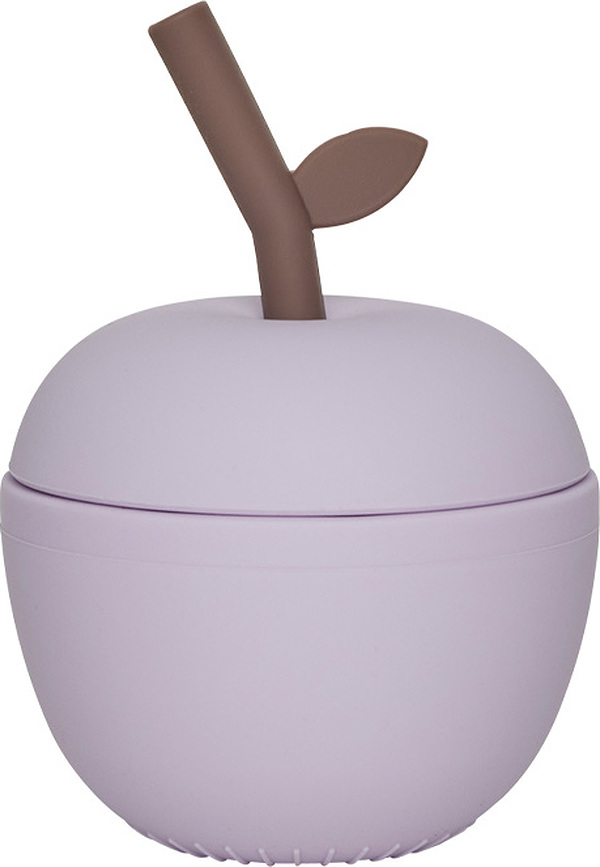 Apple Skodelica s slamico, 250 ml, sivka