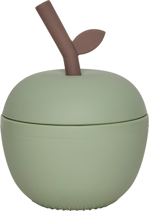 Apple Skodelica s slamico, 250 ml, zelena