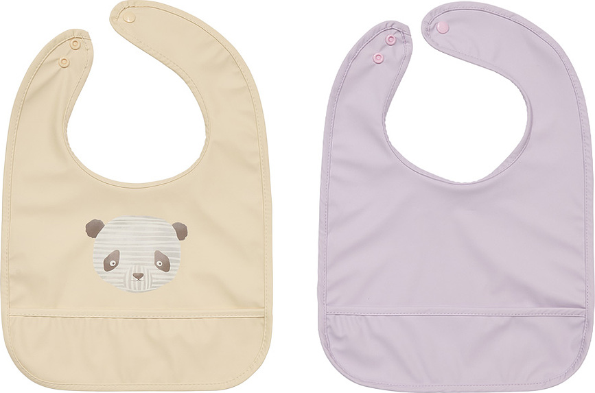 Baberos con bolsillo recogedor OYOY Lun Lun Panda, Pack de 2