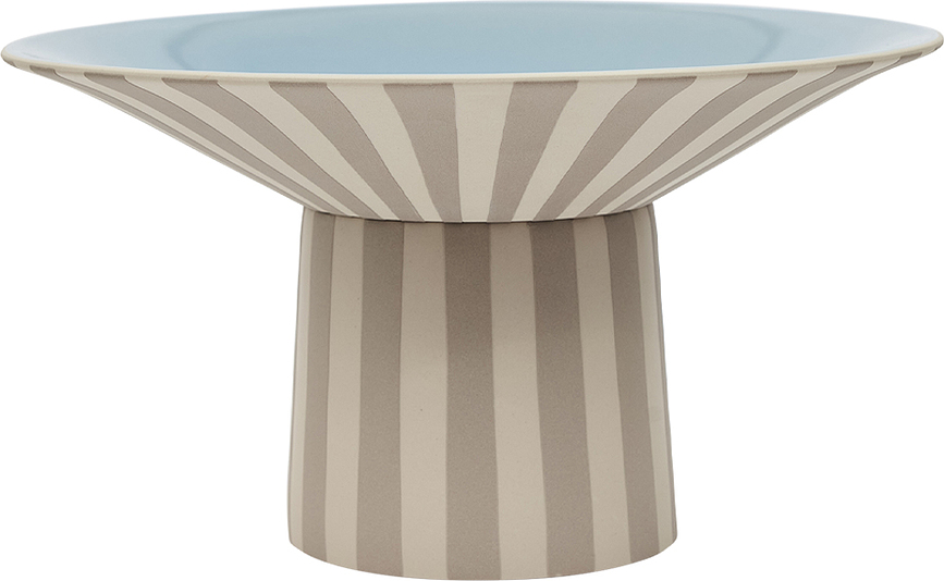 Bol decorativo Toppu, alto, beige y azul