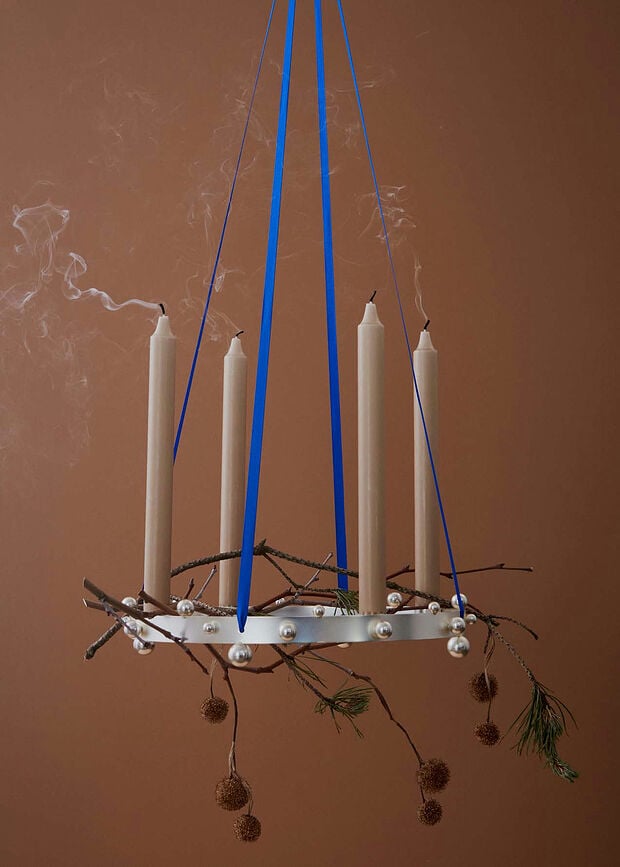 Candelabro de Adviento Pearl, 33 cm, plateado