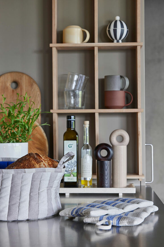 Cesta para pan Toppu, beige y azul