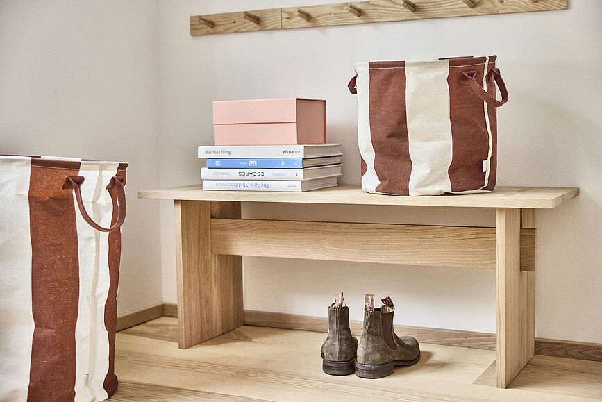 Cesto Multiusos Kara, 54 cm, rojo y beige