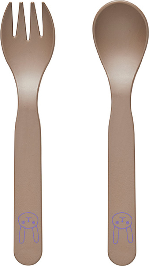 Cubiertos infantiles Pullo, color topo, Set de 2 piezas