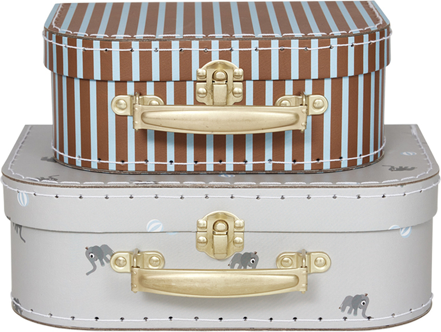 Elephant & Stripe Boîtes de Rangement mini, Lot de 2