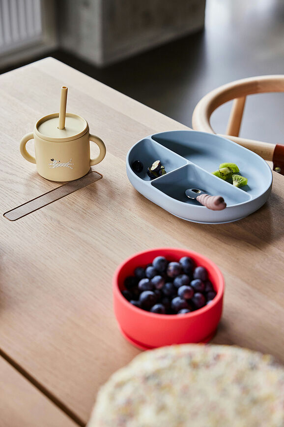 Enkei Assiette à compartiments et ventouse, beige