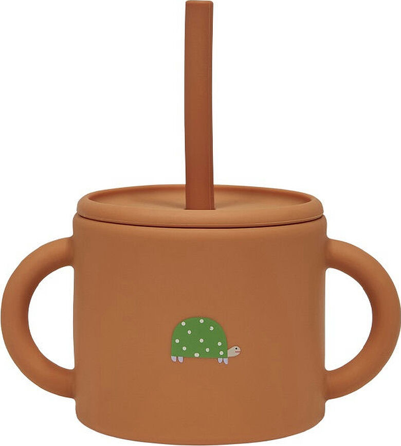 Enkei Kubek s slamico, 160 ml, karamelni