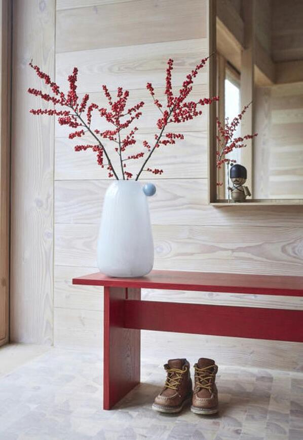 Jarrón Inka, 34 cm, blanco roto