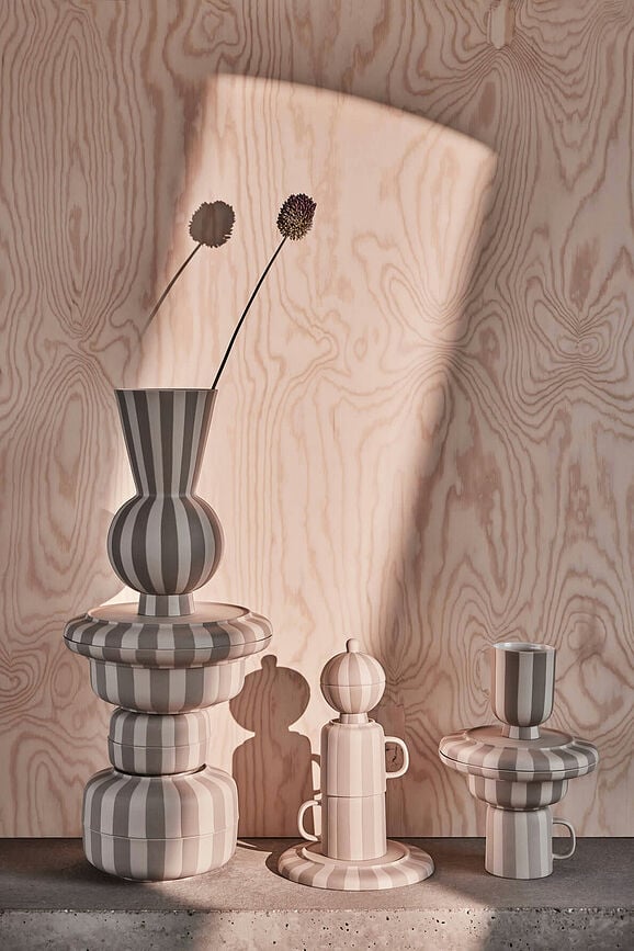 Jarrón Toppu 28 cm, negro y blanco