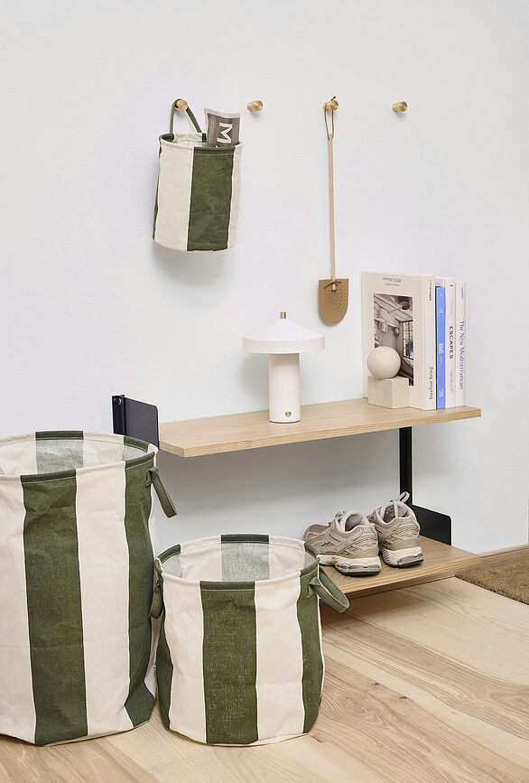 Kara Panier à Linge et de Rangement, 54 cm, vert et beige