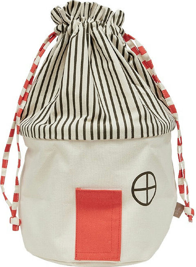 Koya Panier de Rangement 40 cm, beige et rouge