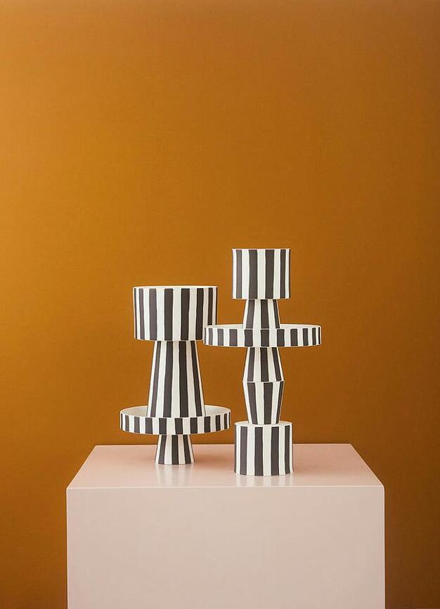 Macetero Toppu, 24 cm, negro y blanco