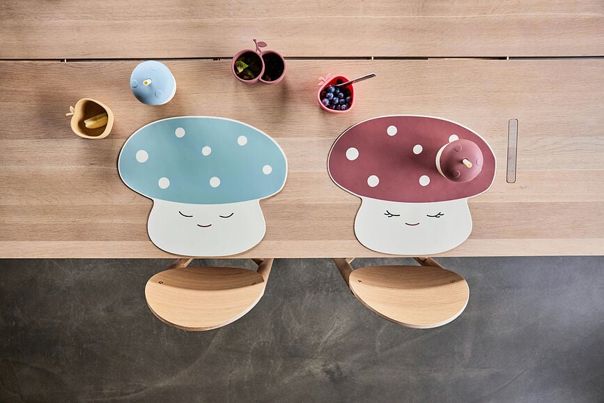 Mantel Individual Mushroom, beige y rojo