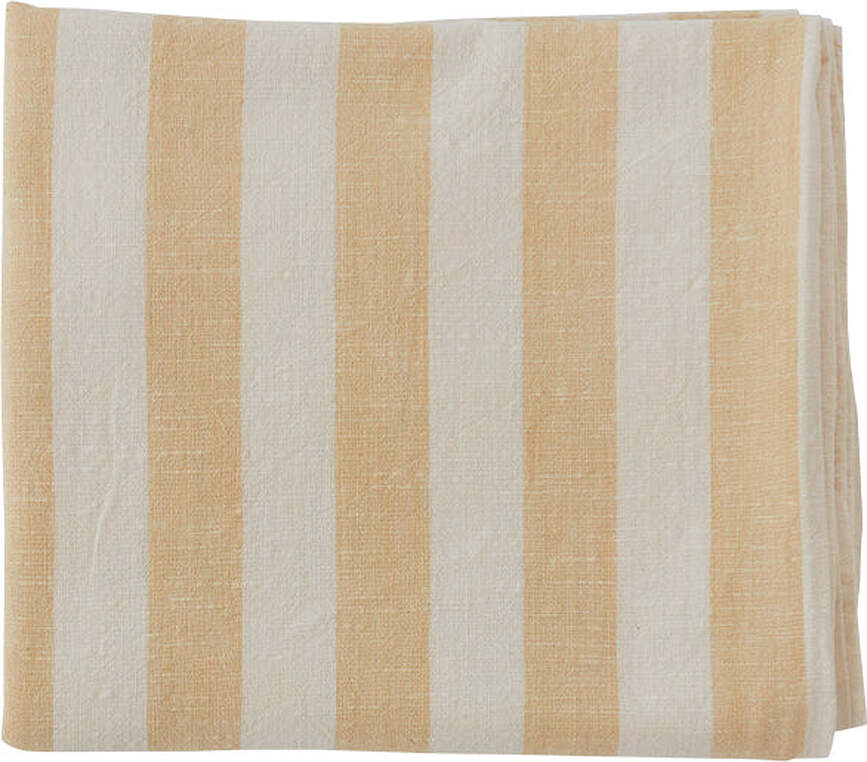Mantel Striped, 140 x 260 cm, a rayas, blanco y amarillo