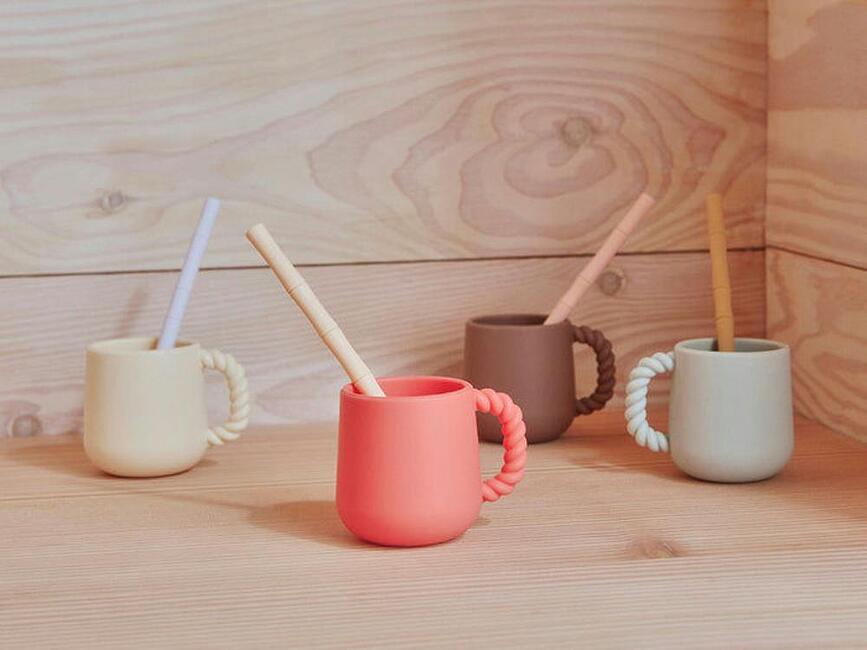 Mellow Tasses pour enfants, beige et rouge, Lot de 2