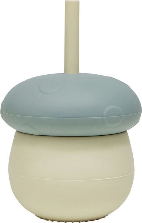 Mushroom Trinkbecher mit Strohhalm 220 ml, blau-beige