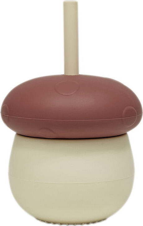 Mushroom Trinkbecher mit Strohhalm 220 ml, rot-beige