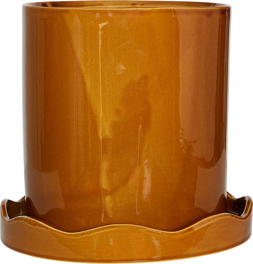 Nami Pot de Fleurs avec soucoupe, 21,5 cm, marron