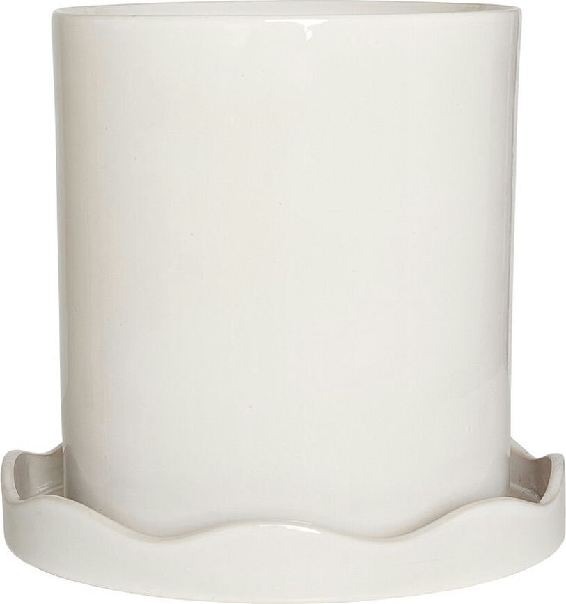Nami Pot de Fleurs avec soucoupe, 27 cm, blanc