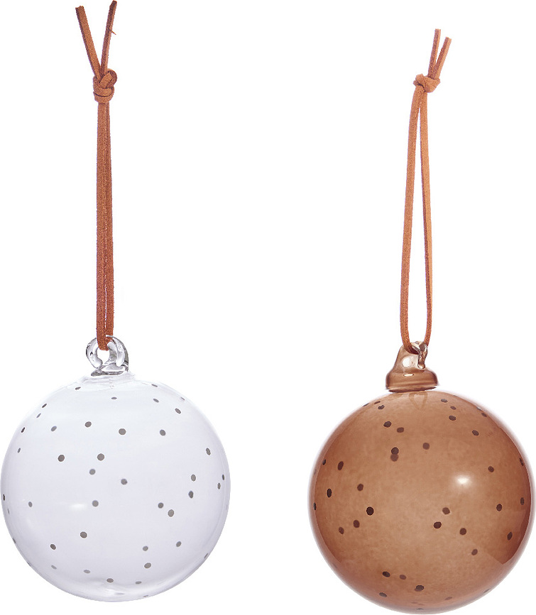 Natale Božične kroglice, 7 cm, prozorna in rjava, 2 kosa