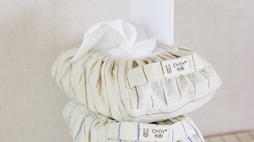 OYOY Housse pour Lingettes Humides, beige et verte