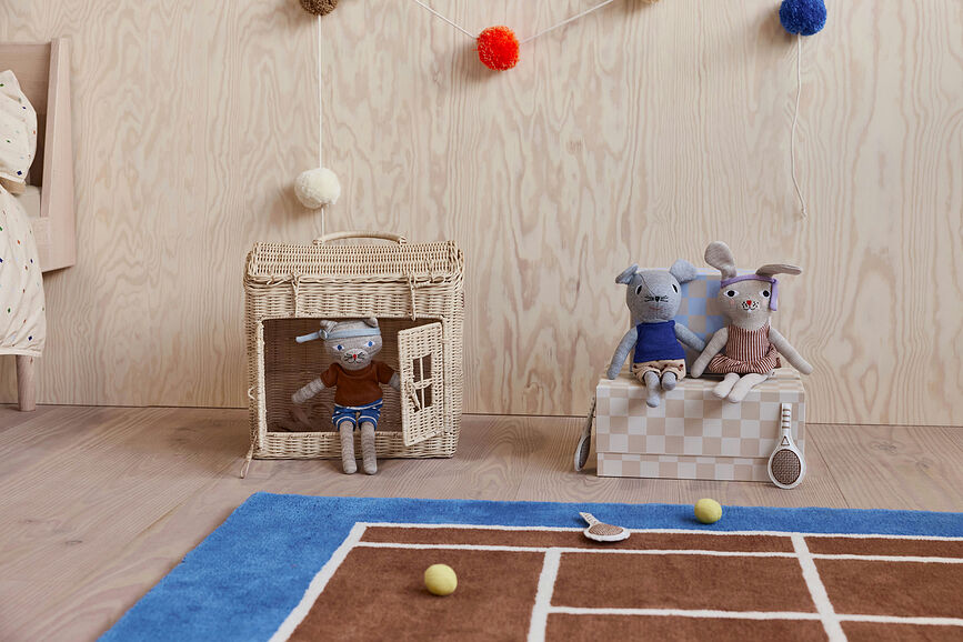 OYOY Nuni Mouse Peluche avec raquette et balle de tennis, Set 3 pièces