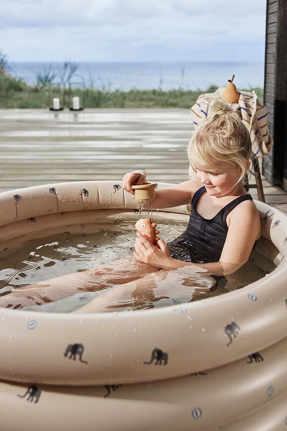 OYOY Elephant Piscine Gonflable pour Enfants avec ballon de plage, 85 cm, beige, Set 2 pièces