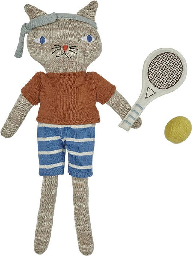OYOY Polly Cat Peluches, chat, raquette et balle de tennis, Set 3 pièces
