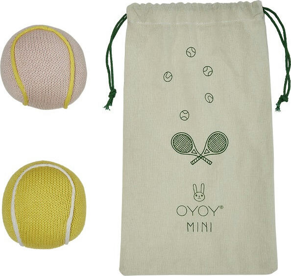 OYOY Rassel-Set Tennisbälle, gelb und rosa, 3-tlg.