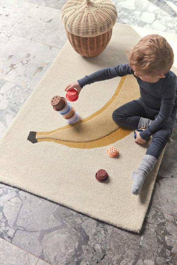 OYOY Tapis Enfant motif banane, 80 x 140 cm