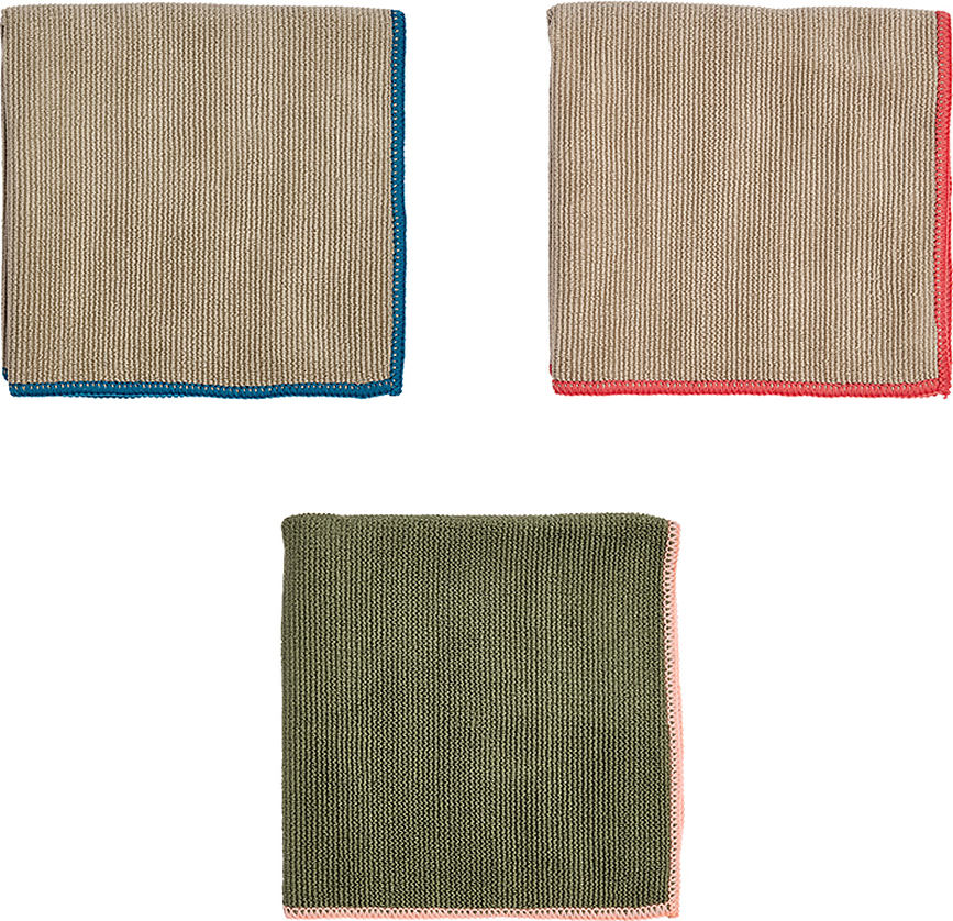 Paños de cocina Mundus, 30 x 30 cm, gris-verdes, 3 unidades