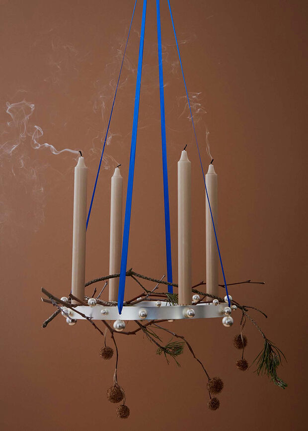 Pearl Chandelier de l'Avent 33 cm, argenté