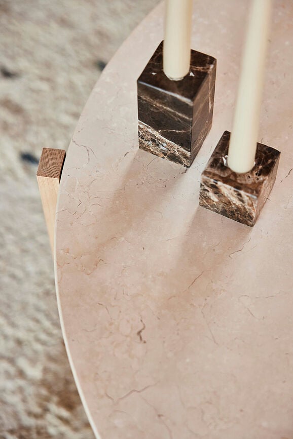 Portavelas para vela clásica Savi, 10 cm, beige