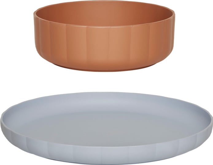Pullo Kindergeschirr, blau und braun, 2-tlg.