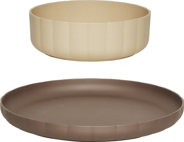 Pullo Kindergeschirr, braun und beige, 2-tlg.