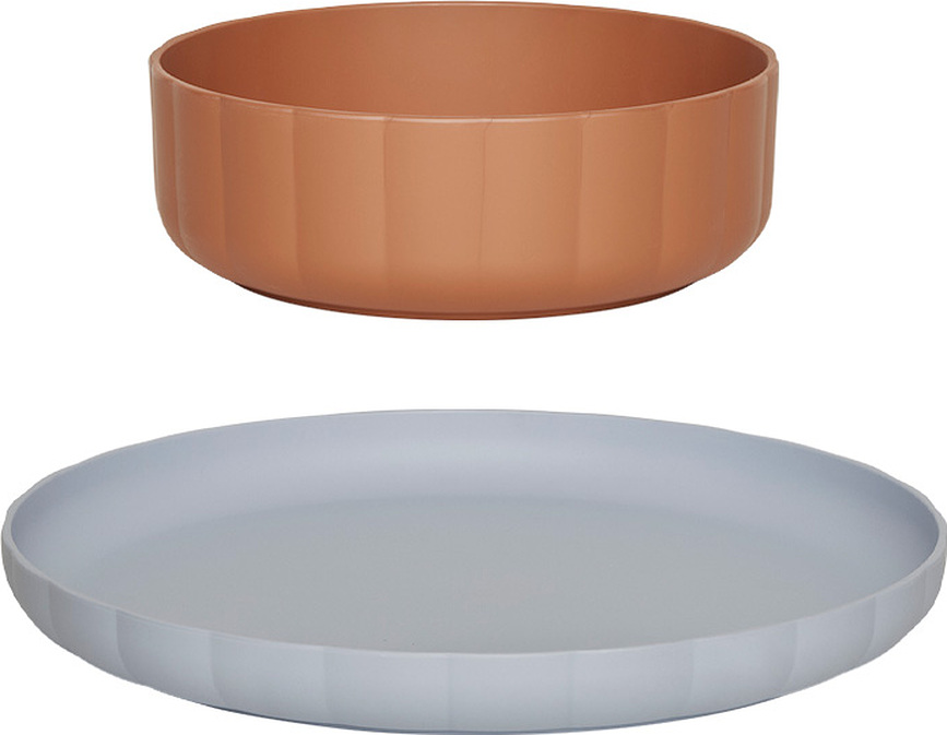 Pullo Otroška posoda, modra in rjava, 2 kosa