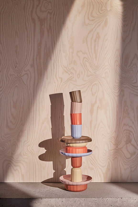 Pullo Set de Vaisselle pour Enfants, rose et rouge, Set 2 pièces