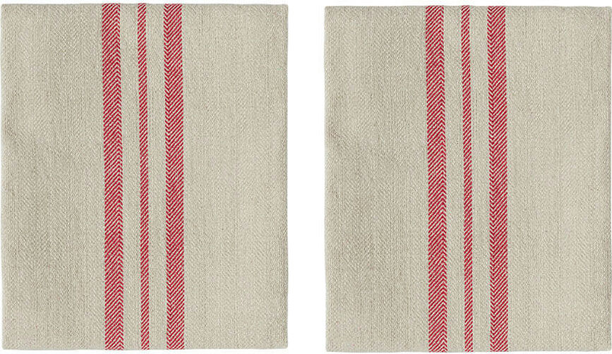 Servilletas Linu, 45 x 45 cm, beige y rojo, 2 unidades