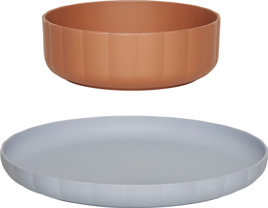 Set de Vajilla infantil Pullo, azul y marrón, 2 piezas