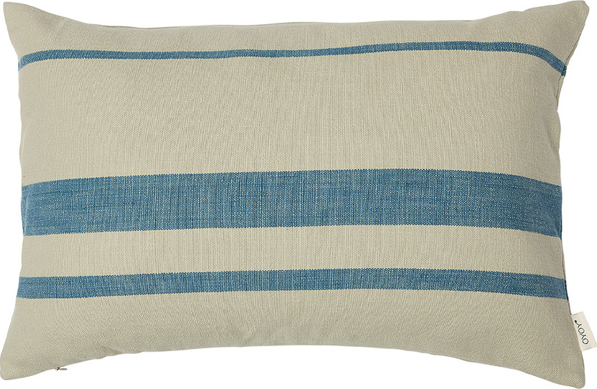 Sofuto Housse de Coussin décorative, 40 x 60 cm, beige et bleue