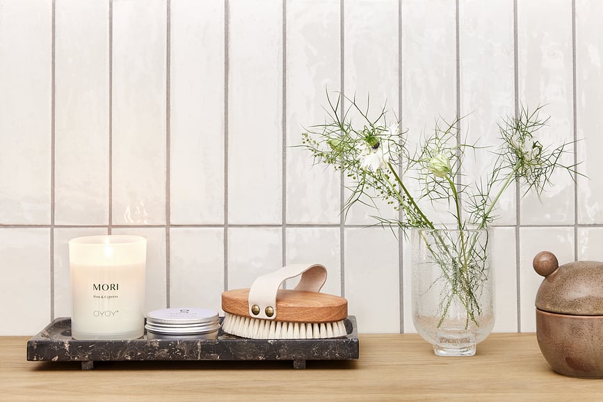 Square Svijećnjak za klasičnu svijeću mjed brušena 5 cm