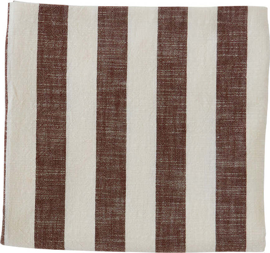 Striped Nappe 140 x 260 cm, blanche et marron