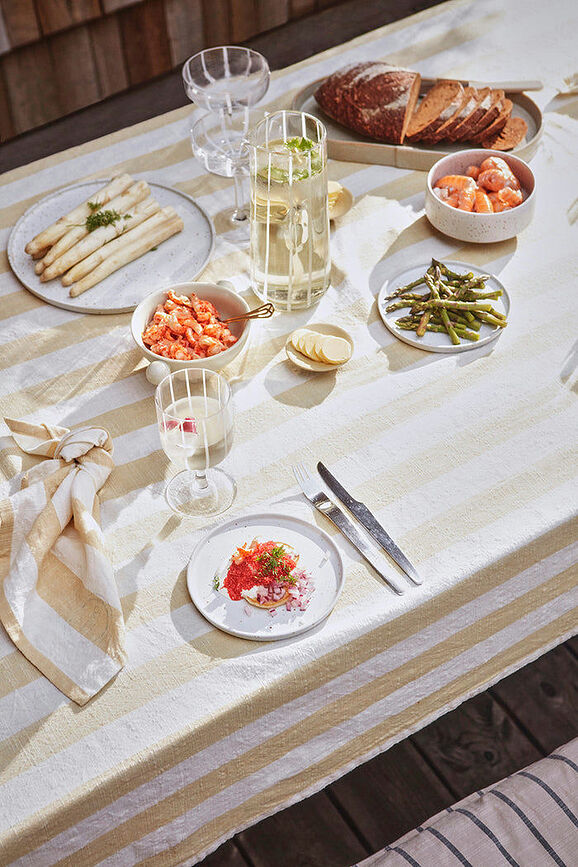 Striped Serviettes de Table, blanches et bleues, Lot de 2