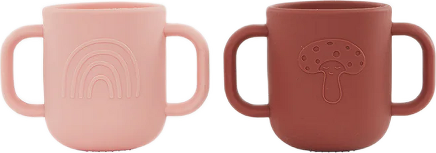 Tazas infantiles Kappu, rosa y rojo, Pack de 2 unidades