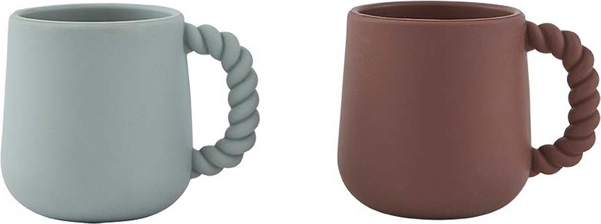 Tazas infantiles Mellow, azul y marrón, Pack de 2