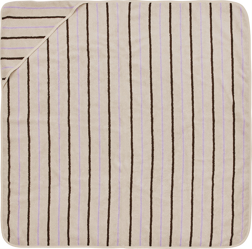 Toalla infantil con capucha Raita, 100 x 100 cm, beige y morada