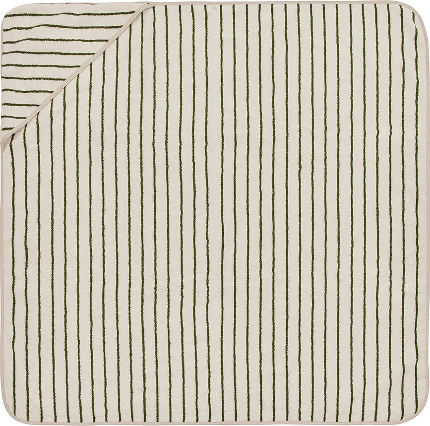 Toalla Infantil con Capucha Raita, 100 x 100 cm, beige y negro